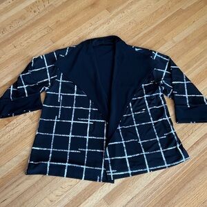 Sympli Black Windowpane Open-Front Kimono Style Blazer